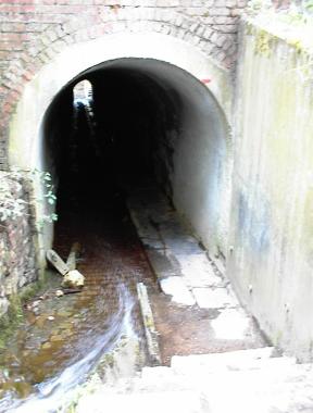 Pad door tunnel onder voormalige spoorwegberm bij Stavelot Pad door tunnel onder voormalige spoorwegberm bij Stavelot