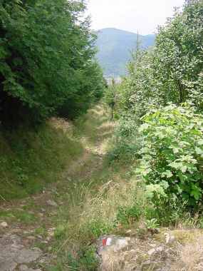 Dalend pad nabij La Grande Roche
